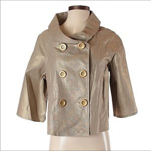 STEVE MADDEN • Beige Gold Crop Metallic Jacket